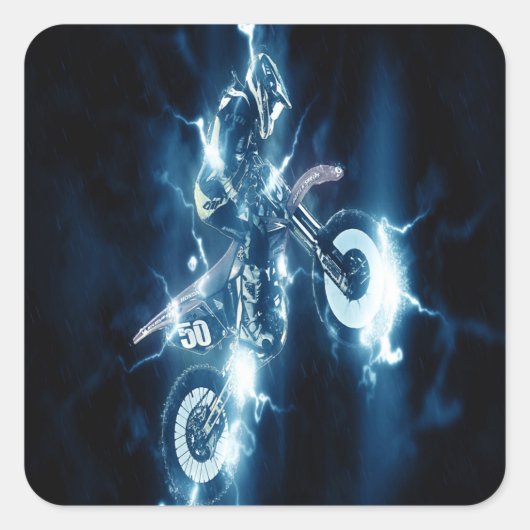 Gepersonaliseerde Motocross Vierkante Sticker (Voorkant)