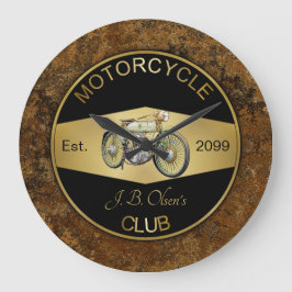 Gepersonaliseerde motorclub Zwart & Goud Grote Klok