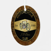 Gepersonaliseerde motorclub Zwart & Goud Metalen Ornament (Voorkant links)
