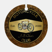 Gepersonaliseerde motorclub Zwart & Goud Metalen Ornament (Achterkant)