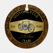 Gepersonaliseerde motorclub Zwart & Goud Metalen Ornament (Voorkant)