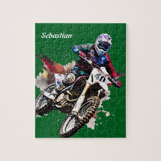 Gepersonaliseerde motorcross legpuzzel (Verticaal)