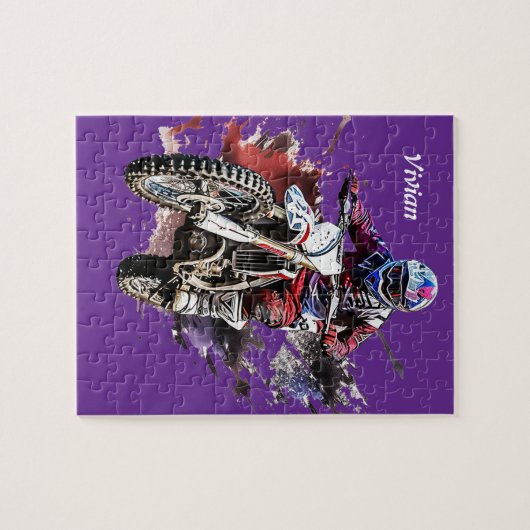 Gepersonaliseerde motorcross legpuzzel (Horizontaal)