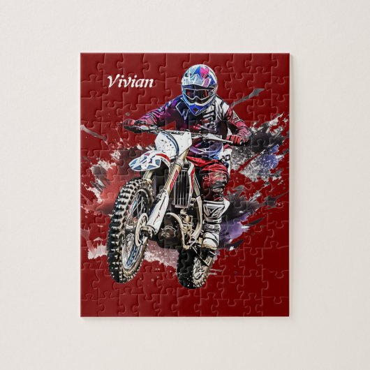 Gepersonaliseerde motorcross legpuzzel (Verticaal)