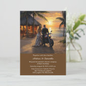 Gepersonaliseerde motorfiets bruiloft kaart (Staand voorkant)