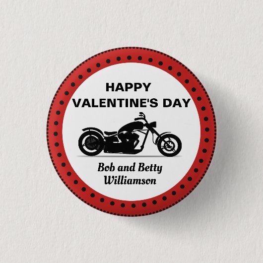 Gepersonaliseerde motorfiets Happy Valentijnsdag Ronde Button 3,2 Cm (Voorkant)