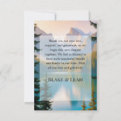 Gepersonaliseerde Mountain Lake bruiloft dank u ka Bedankkaart (Achterkant)