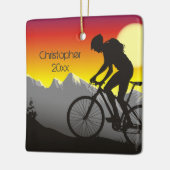 Gepersonaliseerde mountainbike-fietskerst keramisch ornament (Links)
