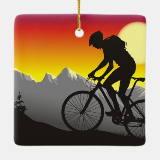 Gepersonaliseerde mountainbike-fietskerst keramisch ornament (Achterkant)