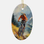 Gepersonaliseerde mountainbike-fietskerst keramisch ornament (Rechts)