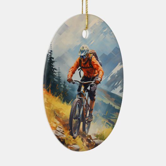 Gepersonaliseerde mountainbike-fietskerst keramisch ornament (Rechts)
