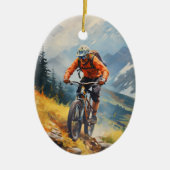 Gepersonaliseerde mountainbike-fietskerst keramisch ornament (Voorkant)