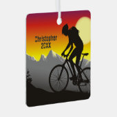 Gepersonaliseerde mountainbike-fietskerst metalen ornament (Voorkant Rechts)