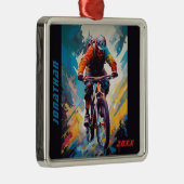 Gepersonaliseerde mountainbike-fietskerst metalen ornament (Rechts)