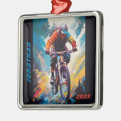 Gepersonaliseerde mountainbike-fietskerst metalen ornament (Links)