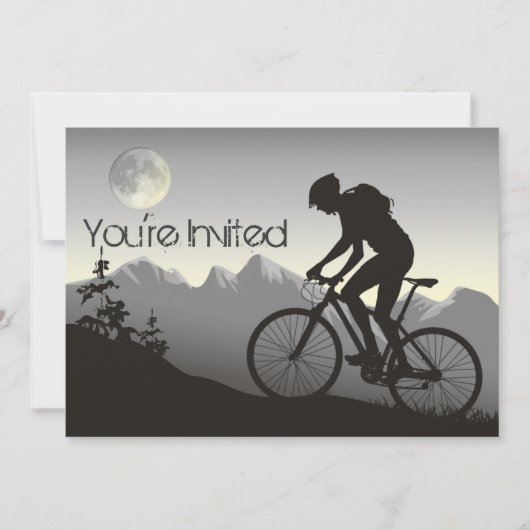 Gepersonaliseerde Mountainbiker en Moon Verjaardag Kaart (Voorkant)