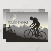 Gepersonaliseerde Mountainbiker en Moon Verjaardag Kaart (Voorkant / Achterkant)