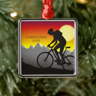 Gepersonaliseerde mountainbiker - Kerstmis Metalen Ornament