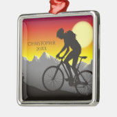 Gepersonaliseerde mountainbiker - Kerstmis Metalen Ornament (Links)
