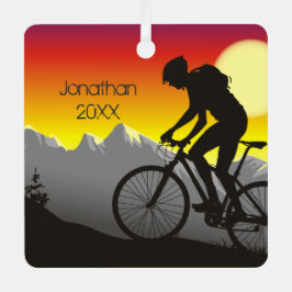 Gepersonaliseerde mountainbikkerst metalen ornament