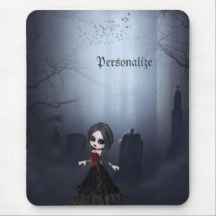 Gepersonaliseerde Mousepad. Cute Gothic Girl in Gr Muismat