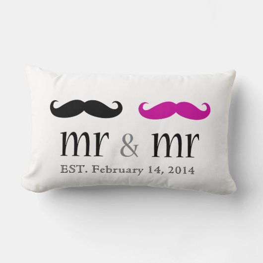 Gepersonaliseerde Mr. en de heer Mustache Pillow Kussen (Voorkant)