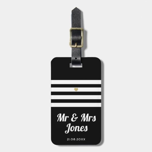 Gepersonaliseerde Mr en Mrs Black Wedding Pas getr Bagagelabel (Voorkant verticaal)