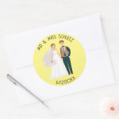 Gepersonaliseerde Mr en Mrs Bride en bruidegom Bla Ronde Sticker (Envelop)