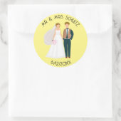 Gepersonaliseerde Mr en Mrs Bride en bruidegom Bla Ronde Sticker (Tas)