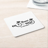 Gepersonaliseerde Mr en Mrs Elegant Wedding Kartonnen Onderzetters (Schuin)