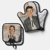 Gepersonaliseerde Mr en Mrs Foto Ovenwant & Pannenlap Set (Voorkant / Achterkant)