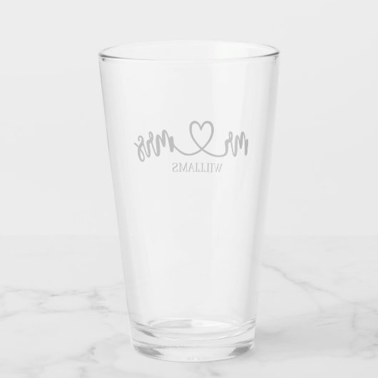 Gepersonaliseerde Mr en Mrs Love Couple Bruiloft Glas (Achterkant)