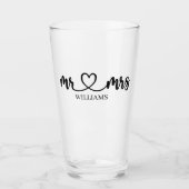 Gepersonaliseerde Mr en Mrs Love Couple Bruiloft Glas (Voorkant)