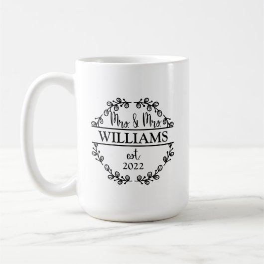 Gepersonaliseerde Mr en Mrs Pas getrouwd Koffiemok (Links)