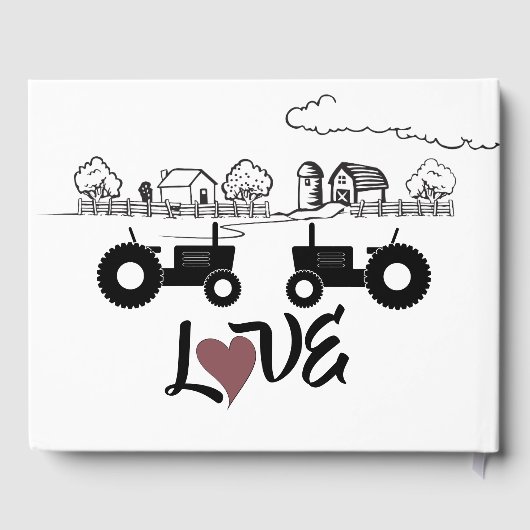 Gepersonaliseerde Mr en Mrs Tractors in LOVE Weddi Gastenboek (Achterkant)