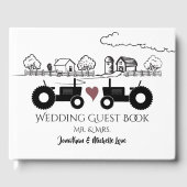 Gepersonaliseerde Mr en Mrs Tractors in LOVE Weddi Gastenboek (Voorkant)