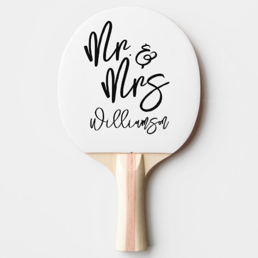 Gepersonaliseerde Mr en Mrs White Tafeltennisbatje (Voorkant)