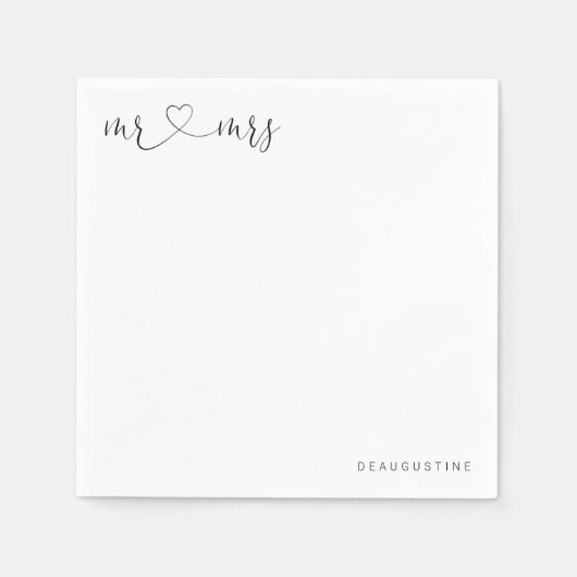 Gepersonaliseerde Mr & Mrs Bruiloft Servet (Voorkant)