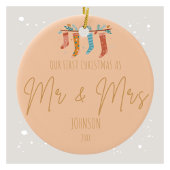 Gepersonaliseerde Mr & Mrs Eerste Kerstfoto Keramisch Ornament