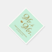 Gepersonaliseerde Mr & Mrs Mint Green Gold bruilof Servetten (Hoek)