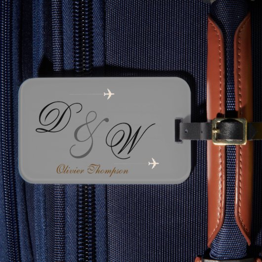 gepersonaliseerde Mr & Mrs naam initialen Bagagelabel (Voorkant Insitu 4)