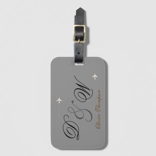 gepersonaliseerde Mr & Mrs naam initialen Bagagelabel (Voorkant (verticaal))