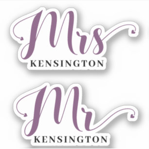 Gepersonaliseerde Mr. Mrs. Pas getrouwd Typografie Sticker