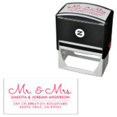 Gepersonaliseerde Mr & Mrs Script Bruiloft Retoura Zelfinktende Stempel (In situ)