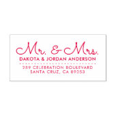Gepersonaliseerde Mr & Mrs Script Bruiloft Retoura Zelfinktende Stempel (Design)