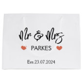 Gepersonaliseerde Mr & Mrs Wedding Day Gift Bag, b Groot Cadeauzakje (Voorkant)