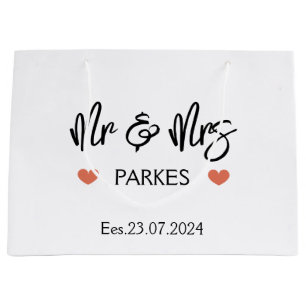 Gepersonaliseerde Mr & Mrs Wedding Day Gift Bag, b Groot Cadeauzakje
