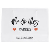 Gepersonaliseerde Mr & Mrs Wedding Day Gift Bag, b Groot Cadeauzakje (Achterkant)