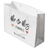 Gepersonaliseerde Mr & Mrs Wedding Day Gift Bag, b Groot Cadeauzakje (Achterkant Gekanteld)