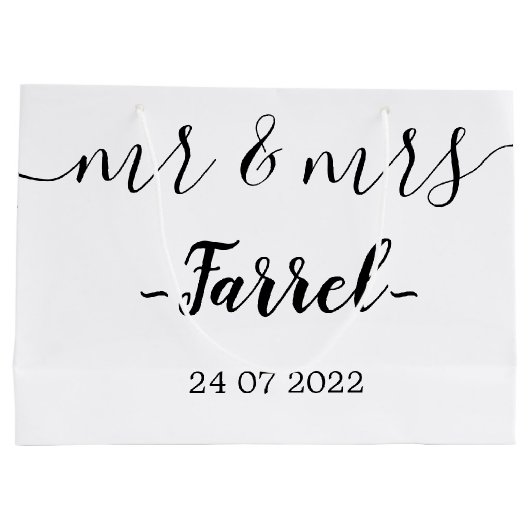 Gepersonaliseerde Mr & Mrs Wedding Day Large Gift Groot Cadeauzakje (Achterkant)